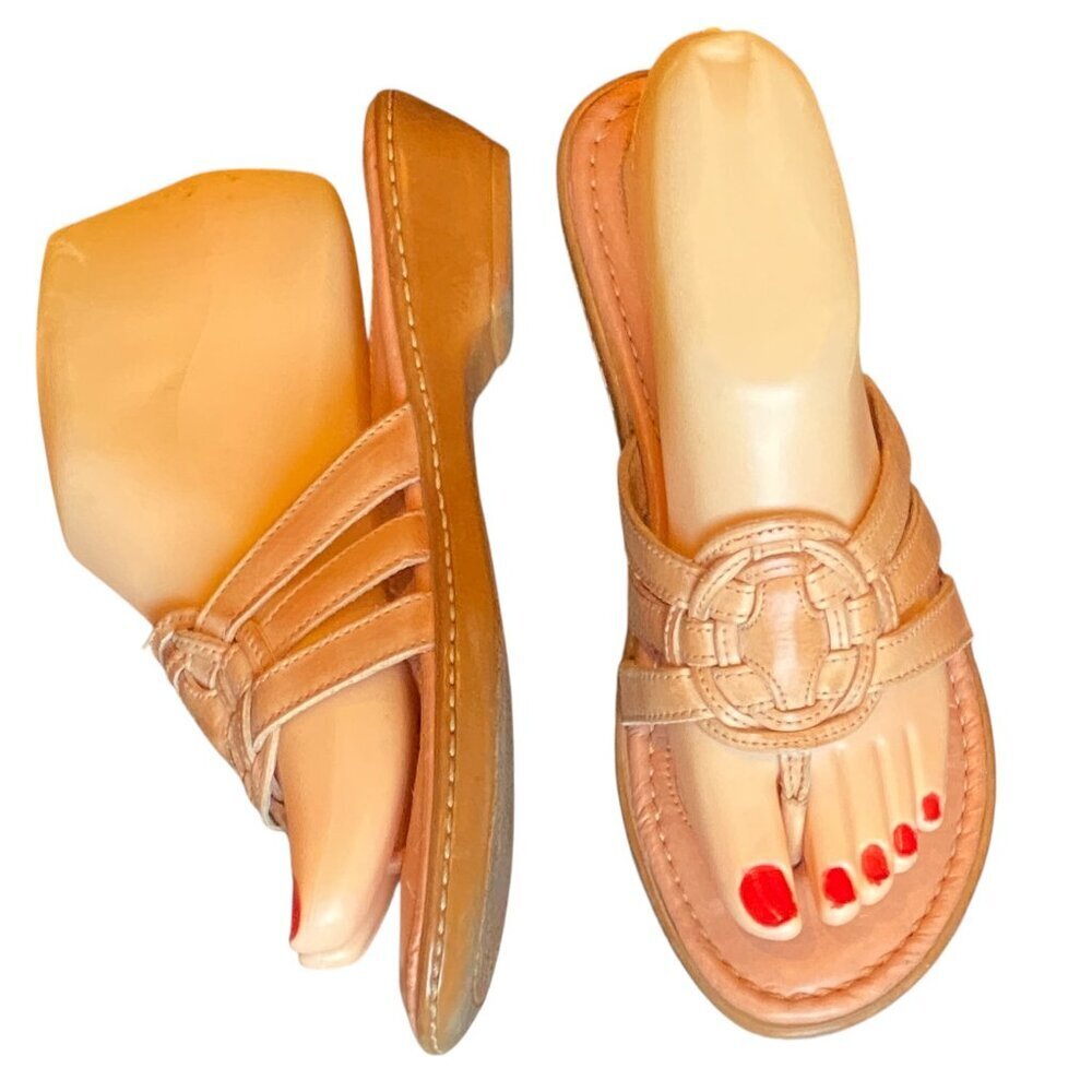 Nurture Woven Leather Cushioned Thong Sandals 7M Peach/Nude 275A - Picture 4 of 8